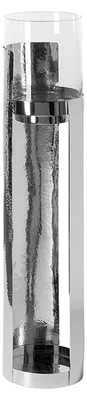 Produktbild von FINK Windlicht MANIAC Säule mit Glas - Bodenwindlicht aus Edelstahl vernickelt, gehämmert, silberfarben, H 87,5 cm