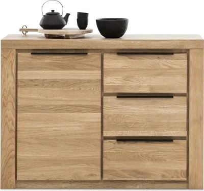 Produktbild von Kommode >Greta< in Eiche Nachbildung, Eiche teilmassiv - 108x80x40cm (BxHxT)
