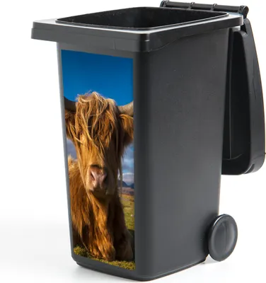 Produktbild von MuchoWow® Mülltonnenaufkleber Schottische Highlander - Tiere - Gras 38x80 cm - Behälteraufkleber - Mülleimer-Aufkleber - Container-Aufkleber
