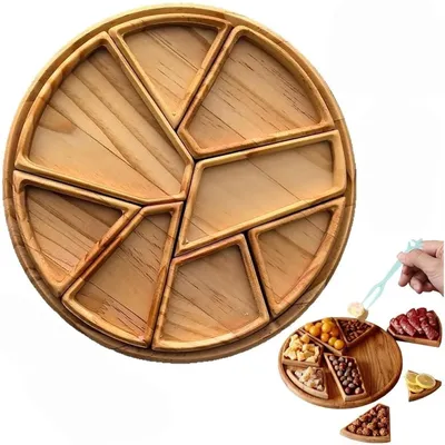 Produktbild von Puzzle-Holztablett ,mit 8 abnehmbaren Fächern, langlebiges Holz, ideal für Snacks, Obst,kreativ & elegant für Partys, Familienessen und Geschenke