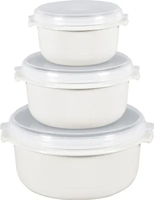 Produktbild von EMSA Sada hrnců do mikrovlnné trouby Micro Family 0,5/1/1,5 l bílá 3 kusy