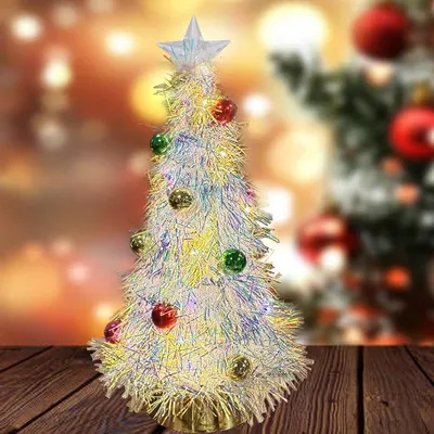 Image de Mini sapin de Noël - Petit sapin - Décoration de table - Avec éclairage LED - 16 cm - Blanc