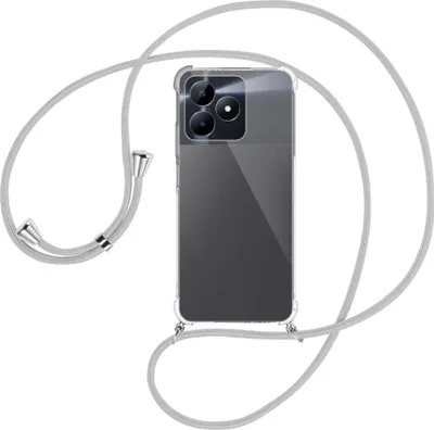 Produktbild von Handykette Backcover-Schutzhülle mit Band (Metall silberfarben) für Realme C51 (6.74'') - silbergrau
