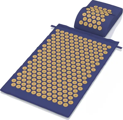 Image de MyBeo Set de tapis d'acupression avec coussin et sac, tapis à aiguilles XL et coussin pour la nuque, remplissage de fibres de coco, tapis de yantra, 72x43 cm, coton, coussin 32x22x10 cm