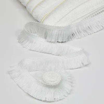 Polyester-Franse Borte 25 m x 2,5 cm, Weiß