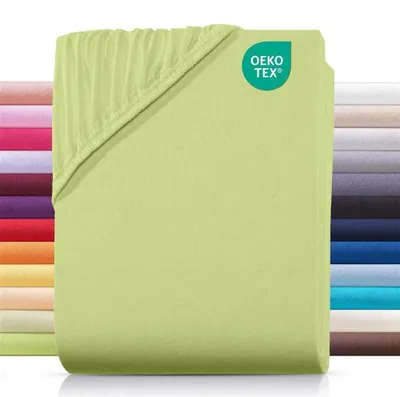 Zdjęcie produktu dla Prześcieradło Jersey 180x200 cm wykonane w 100% z bawełny, prześcieradło zielone uni