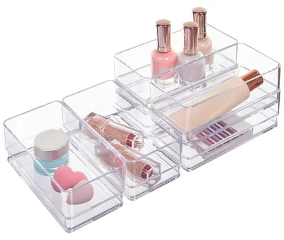 6er-Set durchsichtige stapelbare Schubladen-Organizer 15,2x7,6x5,1 cm