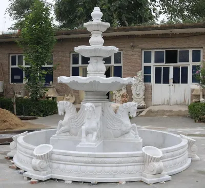 Produktbild von Casa Padrino Luxus Barock Marmor Springbrunnen Weiß Ø 380 x H. 300 cm