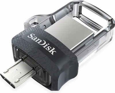 Zdjęcie produktu dla SanDisk 173384, 32 GB, USB Type-A / Micro-USB, 150 MB/s, Łożysko tulejowe, 5,2 g, Czarny, Przezroczysty