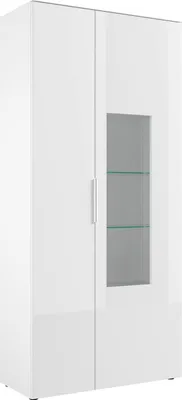 Produktbild von Vitrine - 90 x 197 cm - 2 Türen - Weiß matt - Weißglas - mit LED-Beleuchtung