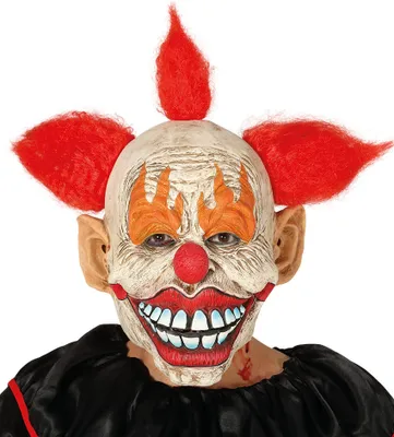 Produktbild von Horror Clown Latex Maske mit Haaren