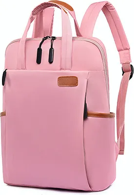 Image de （Rosa）Sac à dos étanche pour ordinateur portable Sac à dos de loisirs Sac anti-vol Grande capacité Double fermeture éclair ,pour le travail à l'extérieur Loisirs école