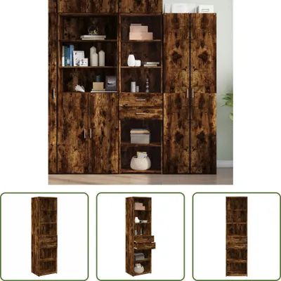 Produktbild von The Living Store Highboard Räuchereiche 50x42,5x185 cm Holzwerkstoff