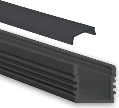 Produktbild von GX-PL2 LED AUFBAU-Profil 200 cm, hoch, LED Stripes max. 12 mm, schwarz RAL 9005 2m Abdeckung schwarz