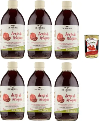 Produktbild von De Nigris Aceto di Melograno con madre naturale ,Granatapfelessig,100% Italienische Granatapfel, 6x 500ml + Italian Gourmet Polpa di Pomodoro 400g