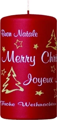 Produktbild von 3 Merry Christmas Stumpenkerzen 13 x 7 cm xmas Rot
