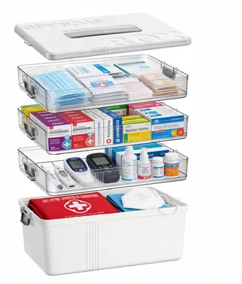 Image de Boîte de rangement pour médicaments multifonctionnelle avec 4 compartiments