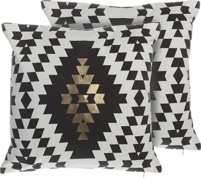 Obrázek produktu pro BELIANI Sada 2 dekorativních polštářů z černobílého bavlněného geometrického diamantového vzoru 45 x 45 cm  do obývacího pokoje