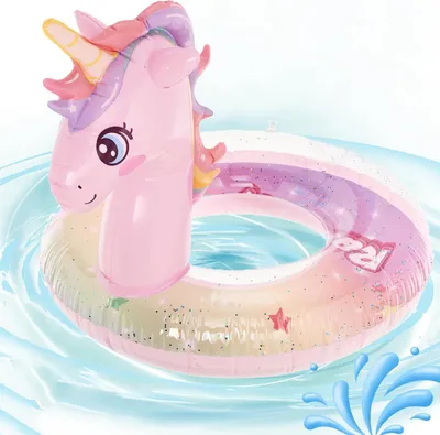 Produktbild von Schwimmring Kinder, Einhorn Schwimmreifen Kinder Schwimmflügel, Transparenter Auslaufsicherer Schwimmhilfe für Kinder 4-9 Jahre