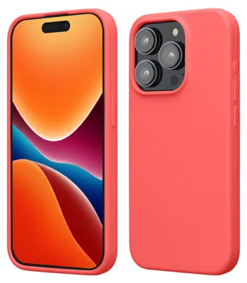 Produktbild von kwmobile Handyhülle für iPhone 15 Pro Hülle, für iPhone 15 Pro Case - Hülle Silikon - kabelloses Laden - Neon Koralle