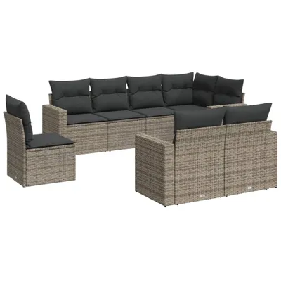 Produktbild von Modulares Gartensofa-Set, 8-teilig, mit Stauraum & wasserabweisendem Beutel, PE-Rattan & Stahl, UV-beständig, dicke Kissen, Grau