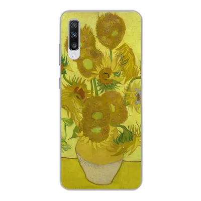 Produktbild von MuchoWow® Handyhülle Schutzhülle Hülle für Samsung Galaxy A70 Sonnenblumen - Vincent van Gogh Silikon Softcase Handy Hülle - Schutzhaube