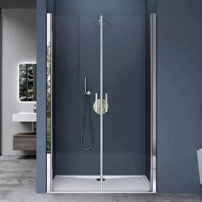 Image de doporro Double porte de douche transparent 110 à l'italienne autolevante pivotante 110x195cm Teramo24 verre ESG Nano anti-calcaire