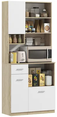 Image de Armoire de cuisine - Buffet - Rangement - Meuble de rangement - Buffet de cuisine - Design moderne - Étagères réglables