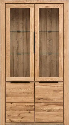 Produktbild von home24 Vitrinenschrank - Eiche Teilmassiv - Eiche / Eiche Nachbildung