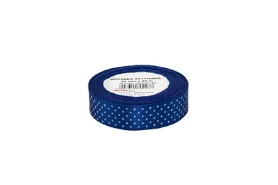 Produktbild von Satinschleife mit blauen Punkten, 25 mm x 22 m - Brewis
