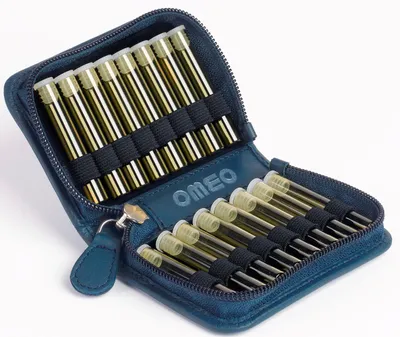 Produktbild von Hausapotheke Globuli Leder (ohne Gläser) | RFID | 16-560 Schlaufen| OMEO® 16er blau
