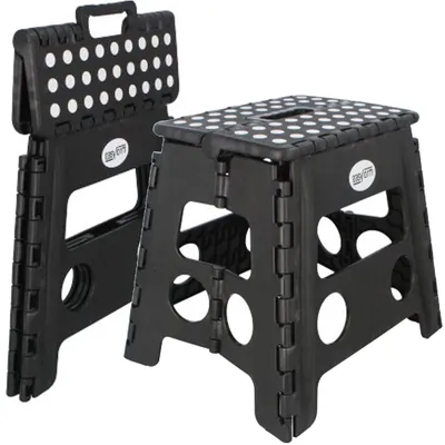 Zdjęcie produktu dla Taboret stołek składany antypoślizgowy schodek podest 150 kg 32 cm czarny do kuchni łazienki pokoju dziecięcego