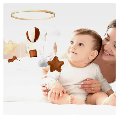 Produktbild von Heißluftballon Mobile für das Babybett, Filz Sternen Mobile für die Krippe, Halterung für Wickeltisch, Geschenk für Neugeborene, Dekoration für das Babyzimmer