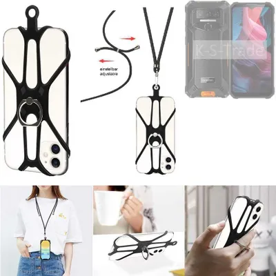Produktbild von K-S-Trade 3in1 Handykette Handyband Handykordel Halsband Smartphone-Ring Handy-Ring kompatibel mit Oukitel WP32 Fingerhalterung Handyring