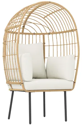 Produktbild von Outsunny Rattansessel Ei-Förmig mit abnehmbarem Kissen Polster, aus Rattan