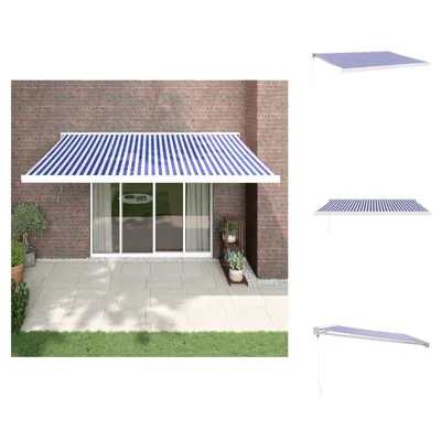 Produktbild von vidaXL Markise Einziehbar Blau und Weiß 4x3 m Stoff und Aluminium -  Markisen