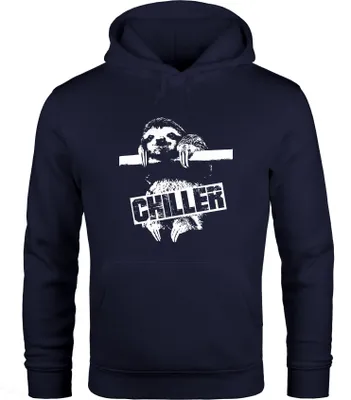 Produktbild von Hoodie Herren Faultier Born Chiller Sloth Kapuzen-Pullover Moonworks® navy 3XL