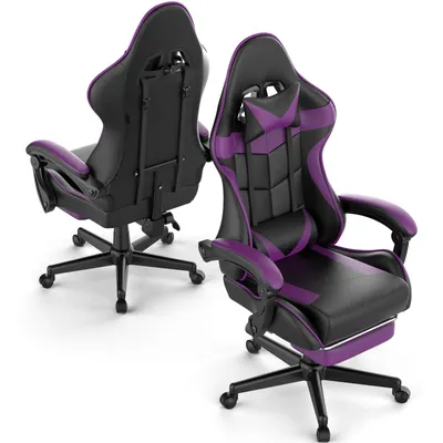 Produktbild von Arvioo Gaming-Stuhl Ergonomisch, Gaming Chair PC Stuhl mit Massagefunktion, Atmungsaktiv Kunstleder, Gamer Stuhl verstellbare Armlehnen, Lila