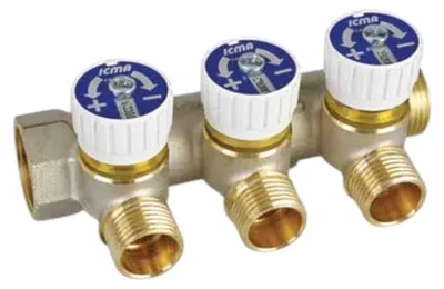 Zdjęcie produktu dla Liniowy rozdzielacz hydrauliczny m/f 3/4" z zaworami – 3-drożny