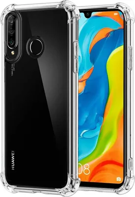 A clear protective phone case is shown with a Huawei P30 Lite phone inside.