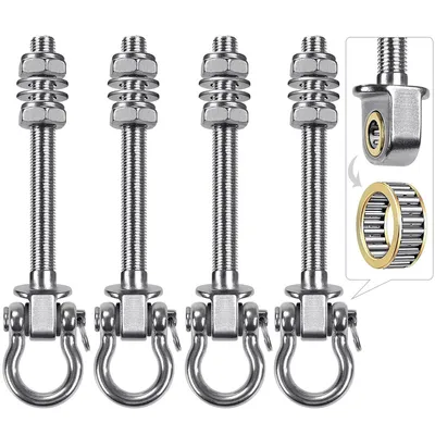 Produktbild von 304 Edelstahl Schaukelhaken,180mm Hängematte Befestigung,Yoga Hängematte Aufhängung, Schwerlast Haken, Outdoor, drehbar, 4er Set, bis 680kg