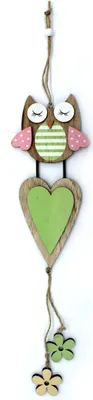 Produktbild von Holz Hänger Eule und Herz 45cm bunt 1 Stück