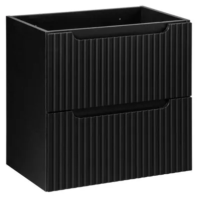 Immagine prodotto di Mobile sottolavabo da bagno VANO – 2 cassetti – Nero opaco – L60 × P39 × H57 cm – Da appendere