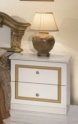 Produktbild von Barock Nachtkonsole Barocco 2er Set Weiß / Gold