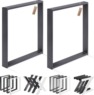 Produktbild von LAMO Manufaktur Tischbeine für Schreibtisch Esstisch, Simple Light, Vierkantprofil 60x20 mm, Tischgestell 80x72 cm (BxH), Grau, 2 Stück, LTS-01-E-FF-7016