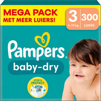 Image de Pampers Baby-Dry Taille 3 - 300 couches - 6-10 kg - Pack économique