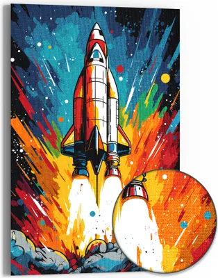 Produktbild von DEQOART Hybrid Leinwand Bild 60x90 cm 'Galaktischer Aufbruch' Wandbild Glas flach modern
