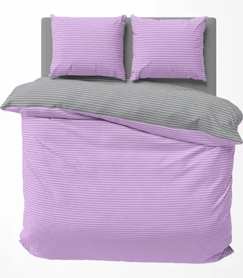 Produktbild von Wendebettwäsche gestreift Streifen Stripes modern Bettbezüge Renforcé Baumwolle, Größe:3 teilig 200x200 cm, Farbe:lila / anthrazit