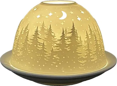 Produktbild von Clayre & Eef Teelichthalter Ø 12x8 cm Weiß Porzellan Baum