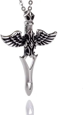 Produktbild von Edelstahl Anhänger Engel Gothik Geschwärzt Und Edelstahl Kette - Herrenschmuck - 55.0 Zentimeter